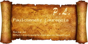 Paulcsenetz Laurencia névjegykártya